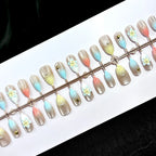 Press-On Nails Floral Design Long-Lasting Multiple Sizes
