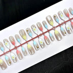 Press-On Nails Floral Design Long-Lasting Multiple Sizes