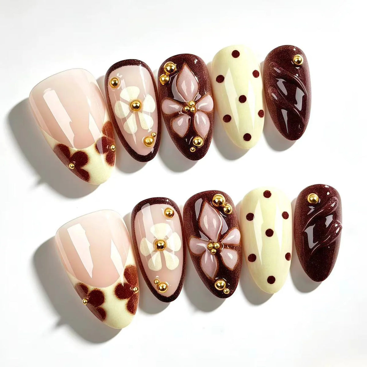 Press-On Nails Floral Design Long-Lasting Wear
