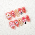 Press-On Nails Floral Design Multi-Size Long-Lasting Hold