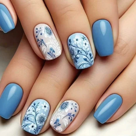 Press-On Nails Floral Design & Multiple Sizes
