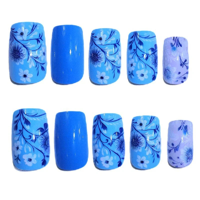 Press-On Nails Floral Design & Multiple Sizes