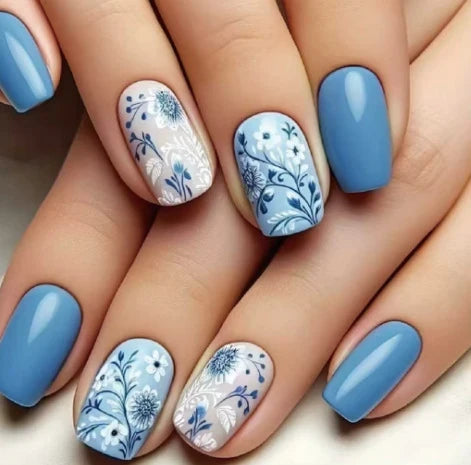 Press-On Nails Floral Design & Multiple Sizes