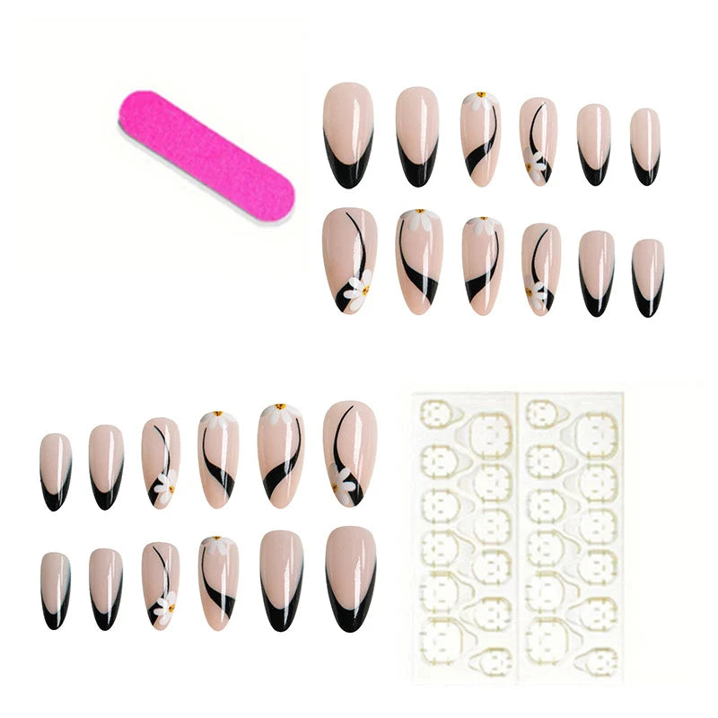 Press-On Nails Floral Design No Glue