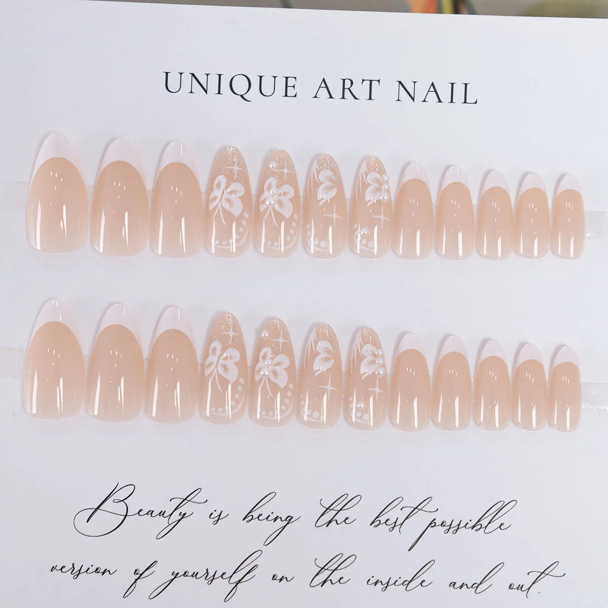 Press-On Nails Floral Design No Glue & Reusable