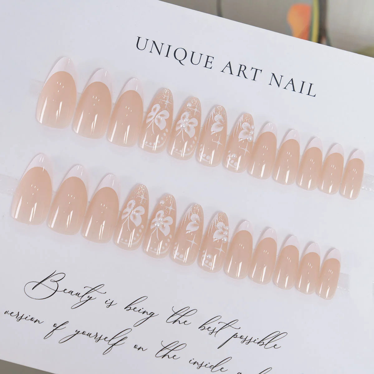 Press-On Nails Floral Design No Glue & Reusable