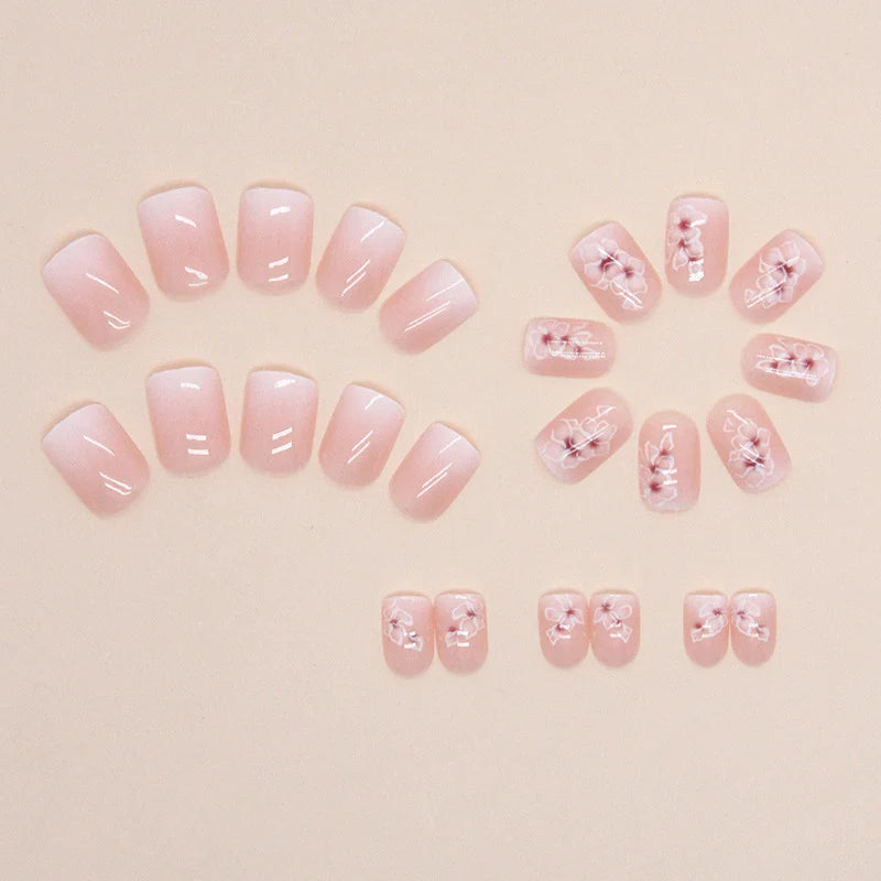 Press-On Nails Floral Design Peel-And-Stick