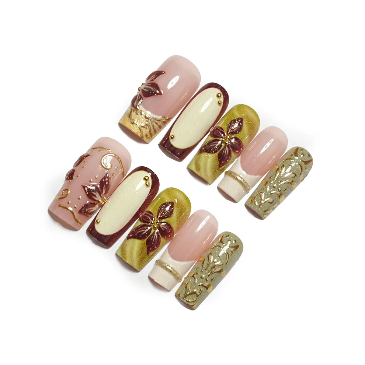 Press-On Nails Floral Design Peel & Press 24 Pieces