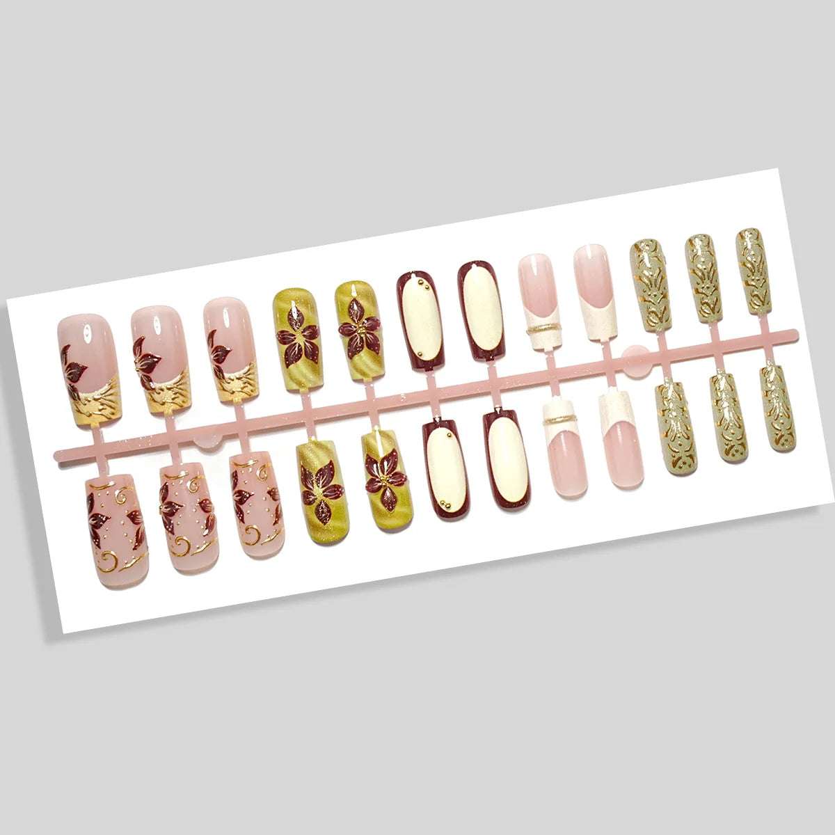 Press-On Nails Floral Design Peel & Press 24 Pieces