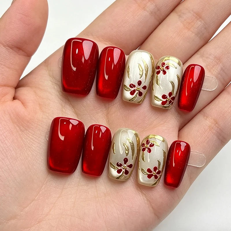 Press-On Nails Floral Design Peel & Stick
