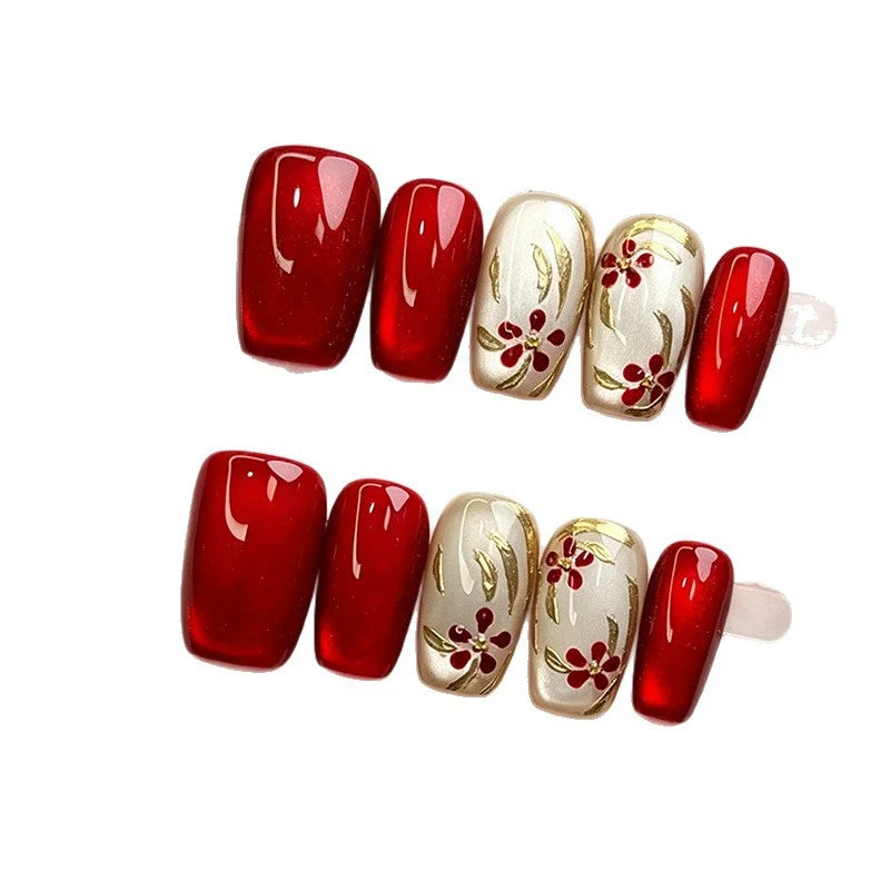 Press-On Nails Floral Design Peel & Stick