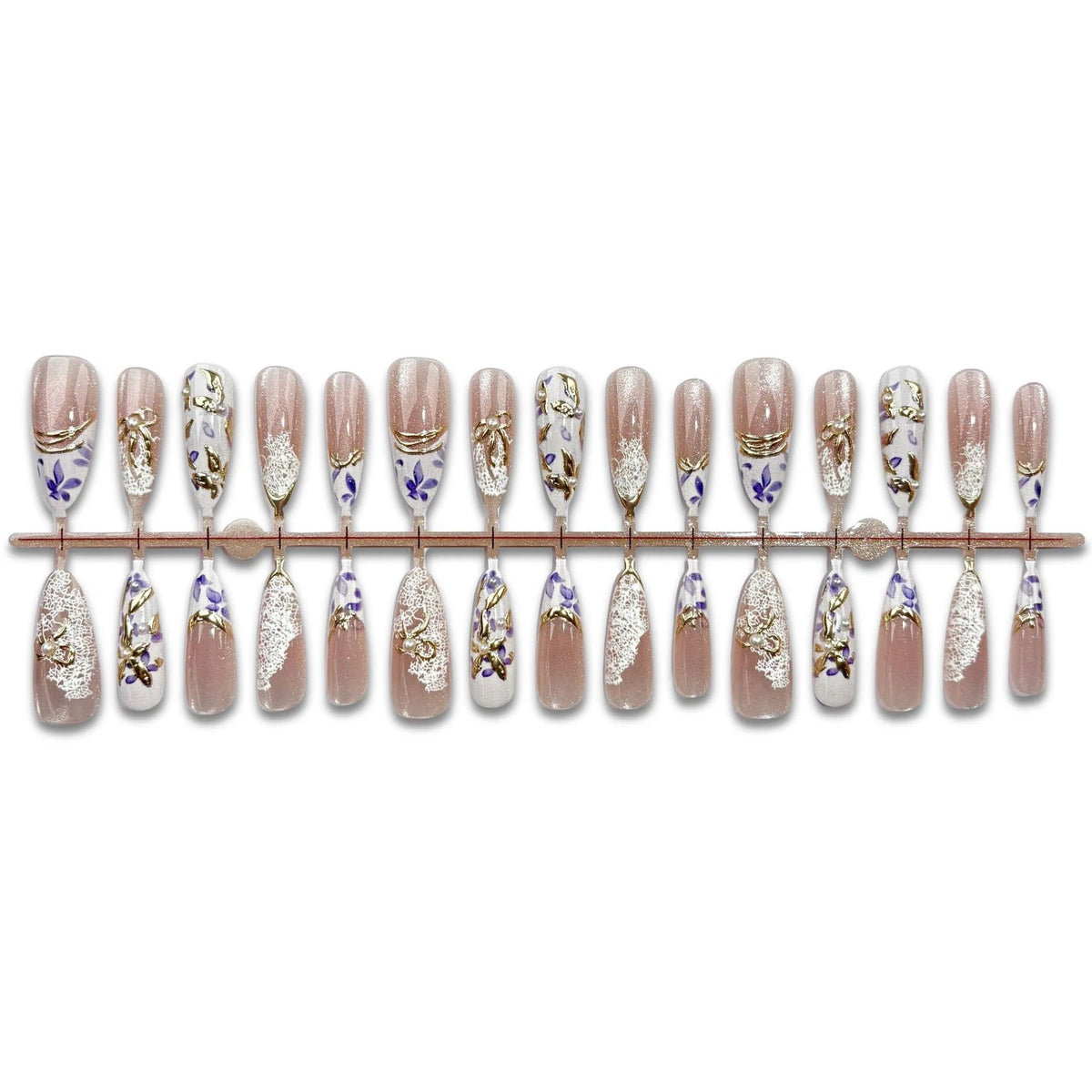 Press-On Nails Floral Design Peel & Stick Long-Lasting