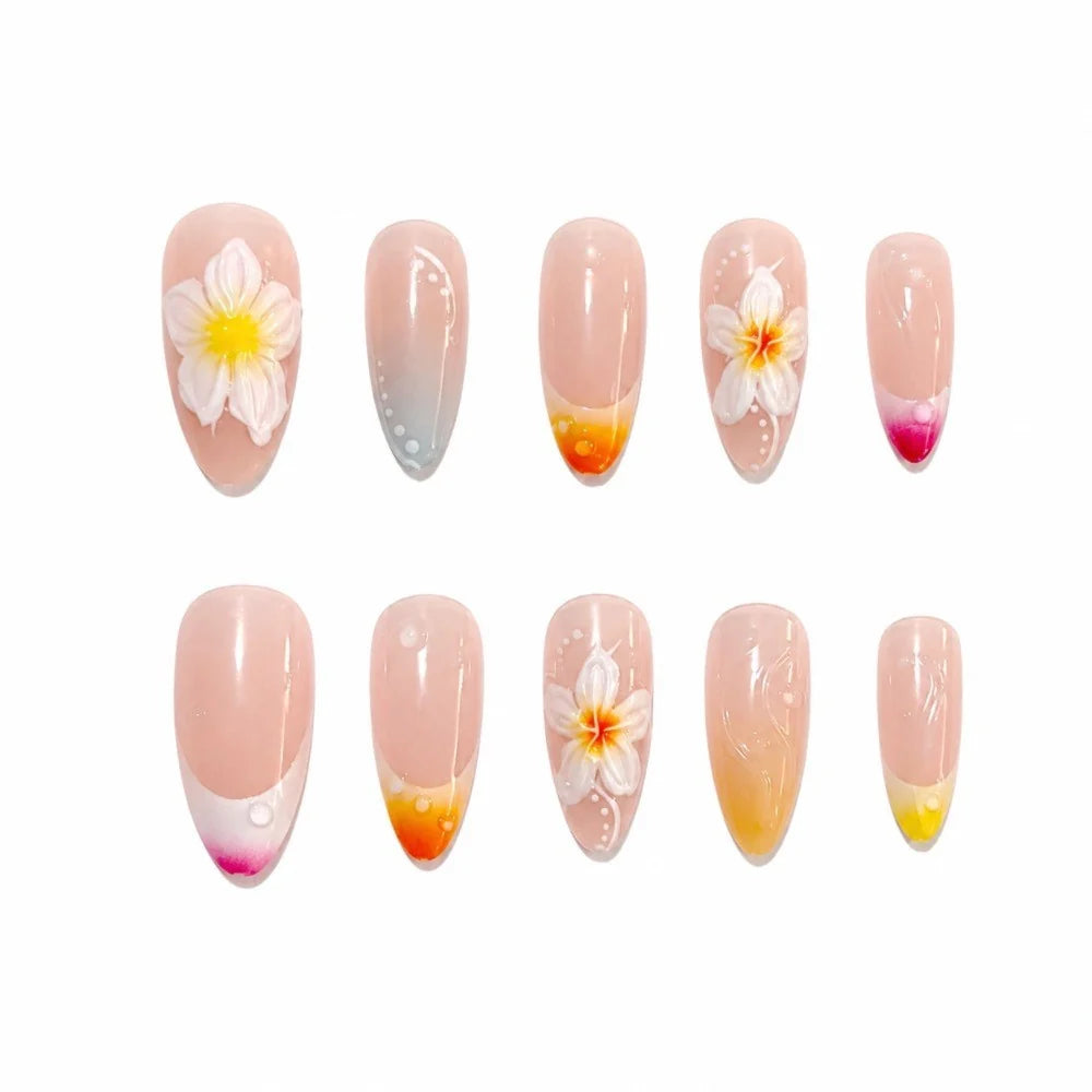 Press-On Nails Floral Design Peel & Stick Multiple Sizes
