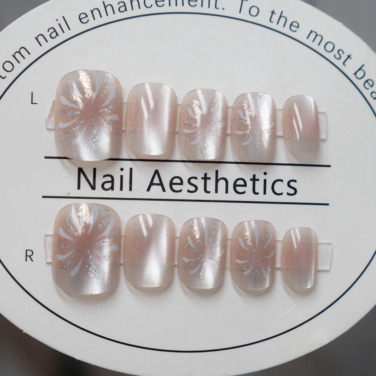 Press-On Nails Floral Design Peel & Stick Reusable