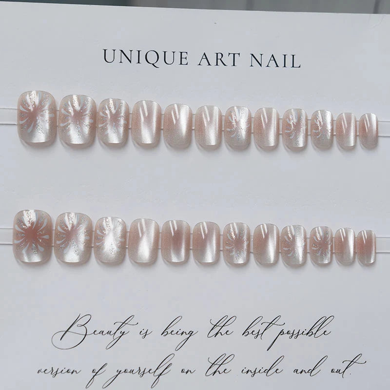 Press-On Nails Floral Design Peel & Stick Reusable