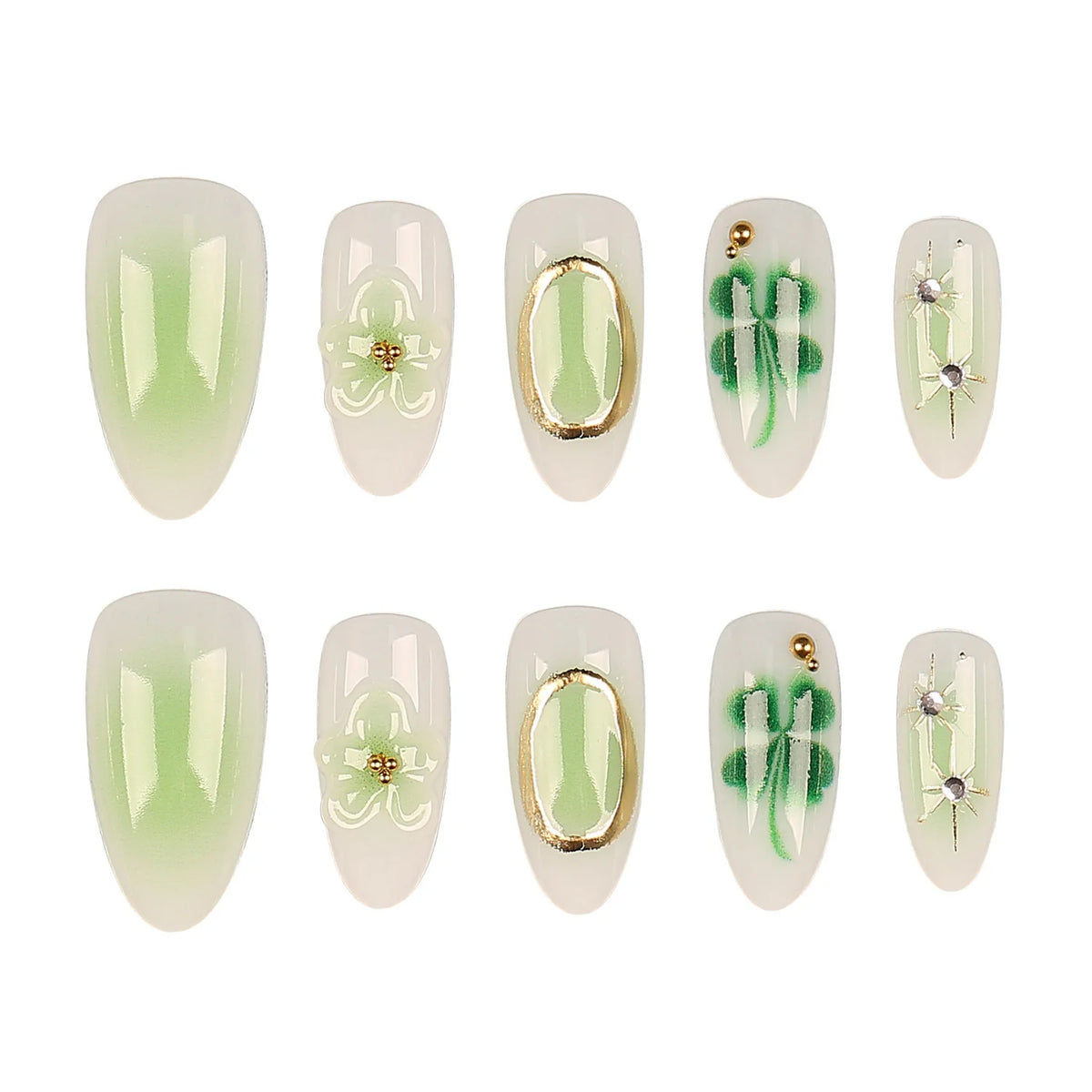 Press-On Nails Floral Design Peel & Stick Reusable