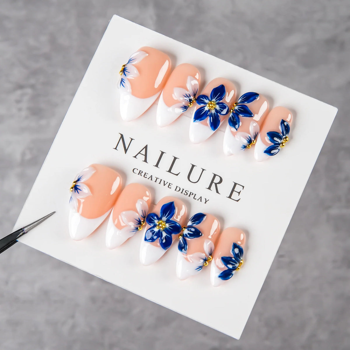 Press-On Nails Floral Design Pre-Applied Adhesive