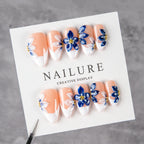 Press-On Nails Floral Design Pre-Applied Adhesive