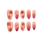 Press-On Nails Floral Design Pre-Applied Adhesive & Reusable
