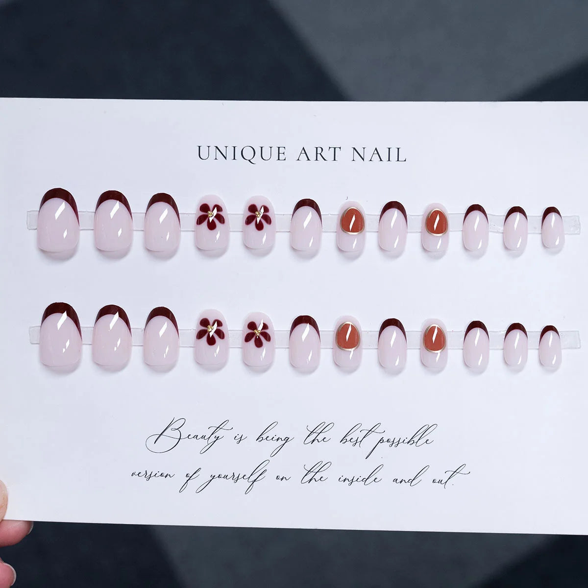 Press-On Nails Floral Design Reusable
