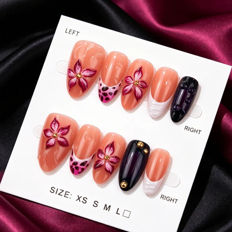 Press-On Nails Floral Design Reusable Adhesive Tabs