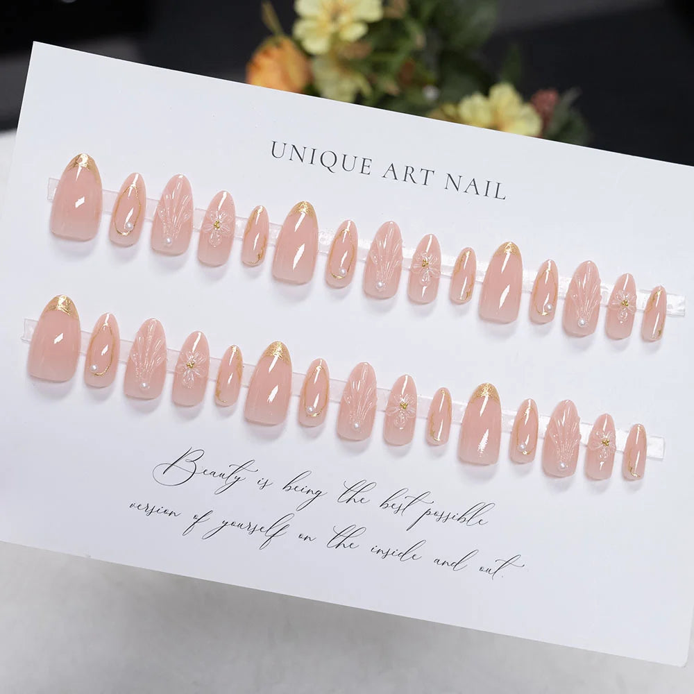 Press-On Nails Floral Design Reusable & Comfortable Fit