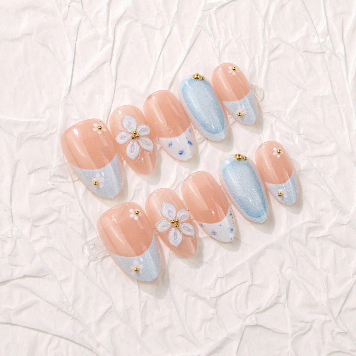 Press-On Nails Floral Design Reusable & Comfortable Fit