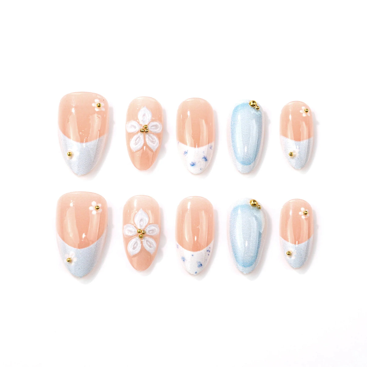 Press-On Nails Floral Design Reusable & Comfortable Fit