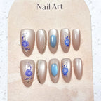 Press-On Nails Floral Design Reusable Comfortable Fit
