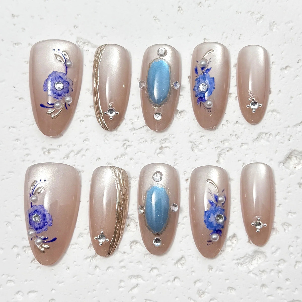 Press-On Nails Floral Design Reusable Comfortable Fit