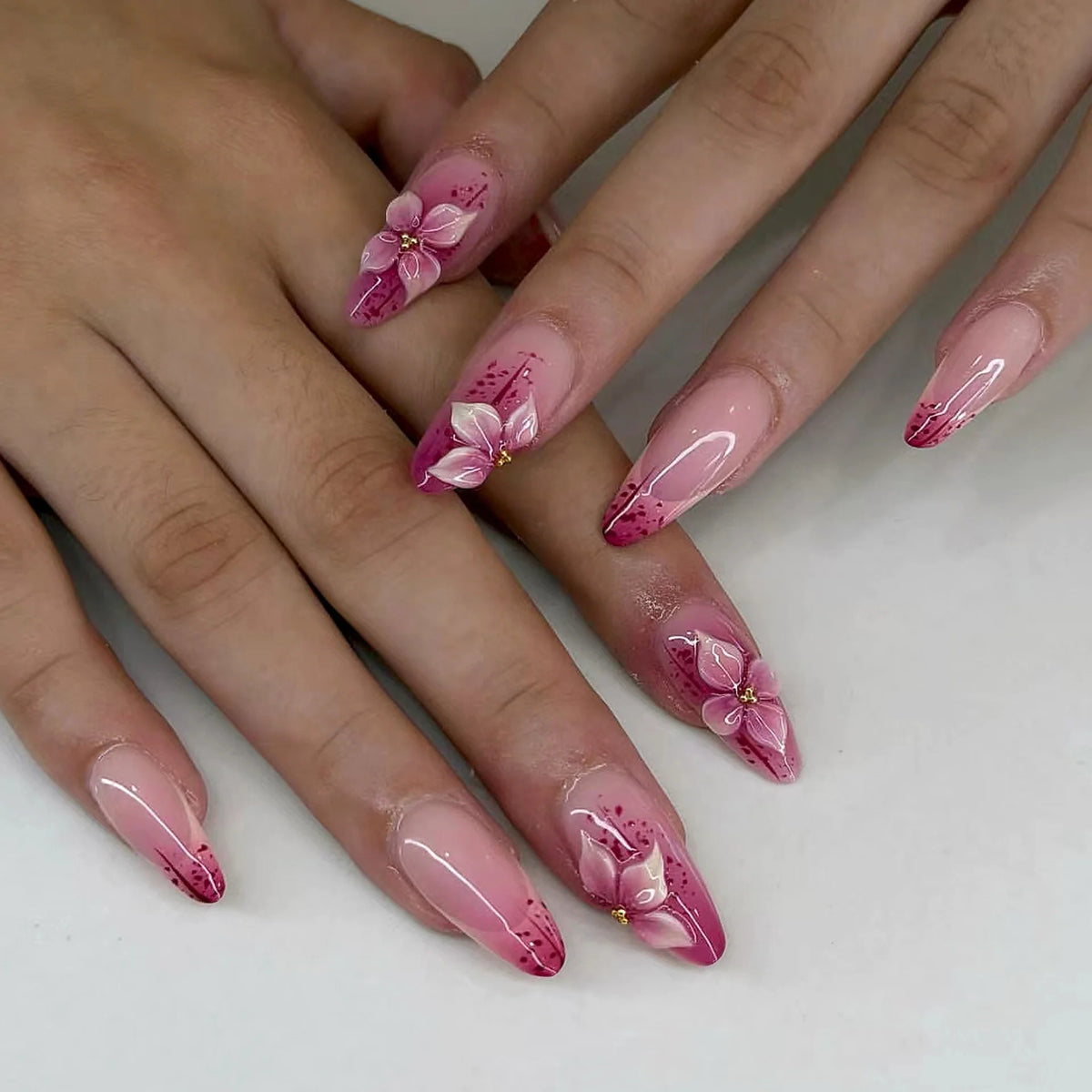 Press-On Nails Floral Design Reusable & Easy Application