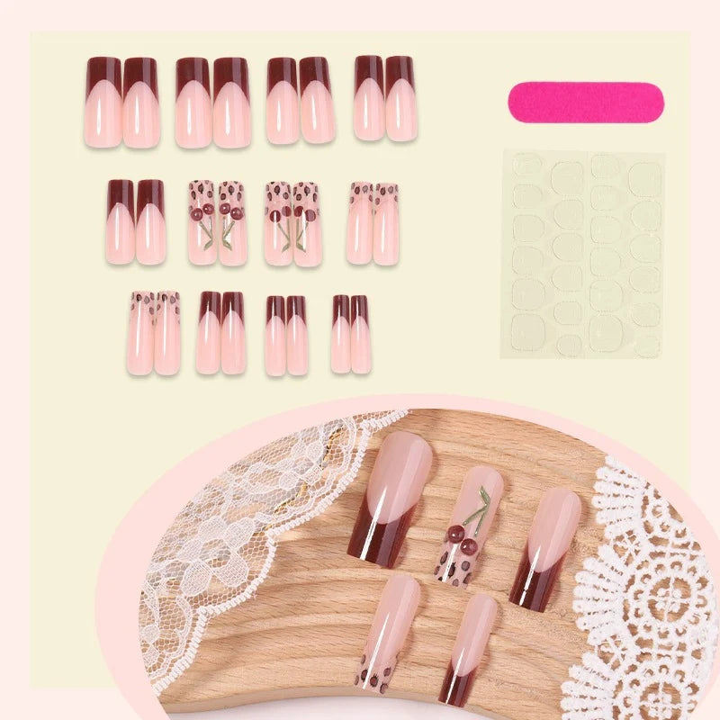 Press-On Nails Floral Design Reusable Easy Application