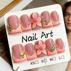 Press-On Nails Floral Design Reusable & Glue-Free