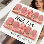 Press-On Nails Floral Design Reusable & Glue-Free