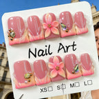 Press-On Nails Floral Design Reusable & Glue-Free
