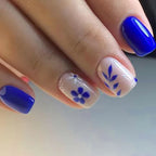 Press-On Nails Floral Design Reusable & Long-Lasting