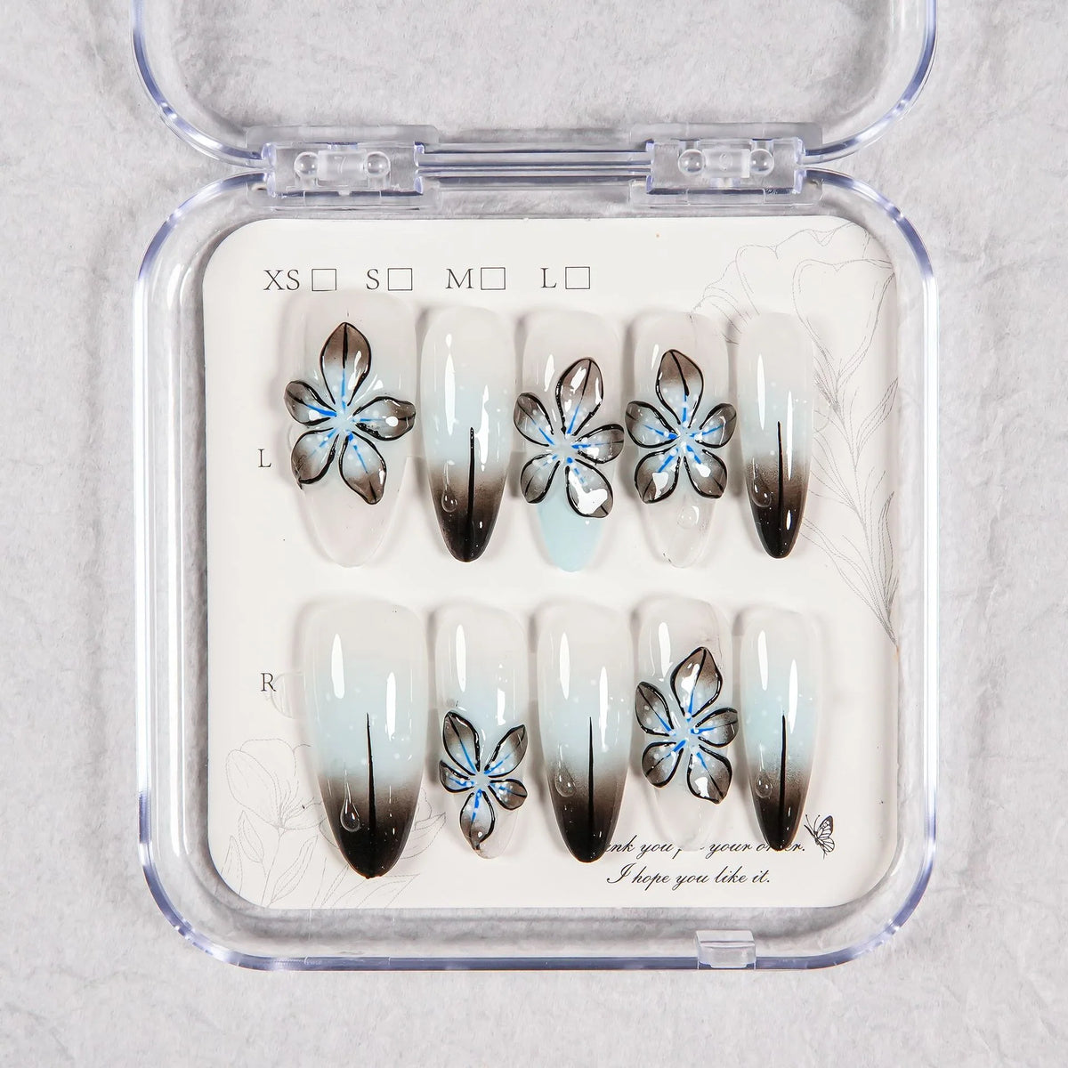 Press-On Nails Floral Design Reusable Long-Lasting Wear