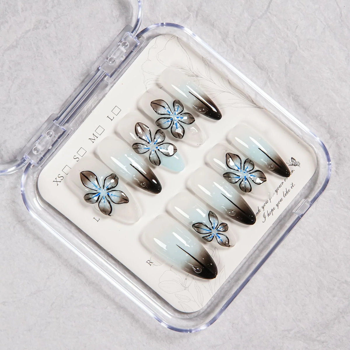 Press-On Nails Floral Design Reusable Long-Lasting Wear