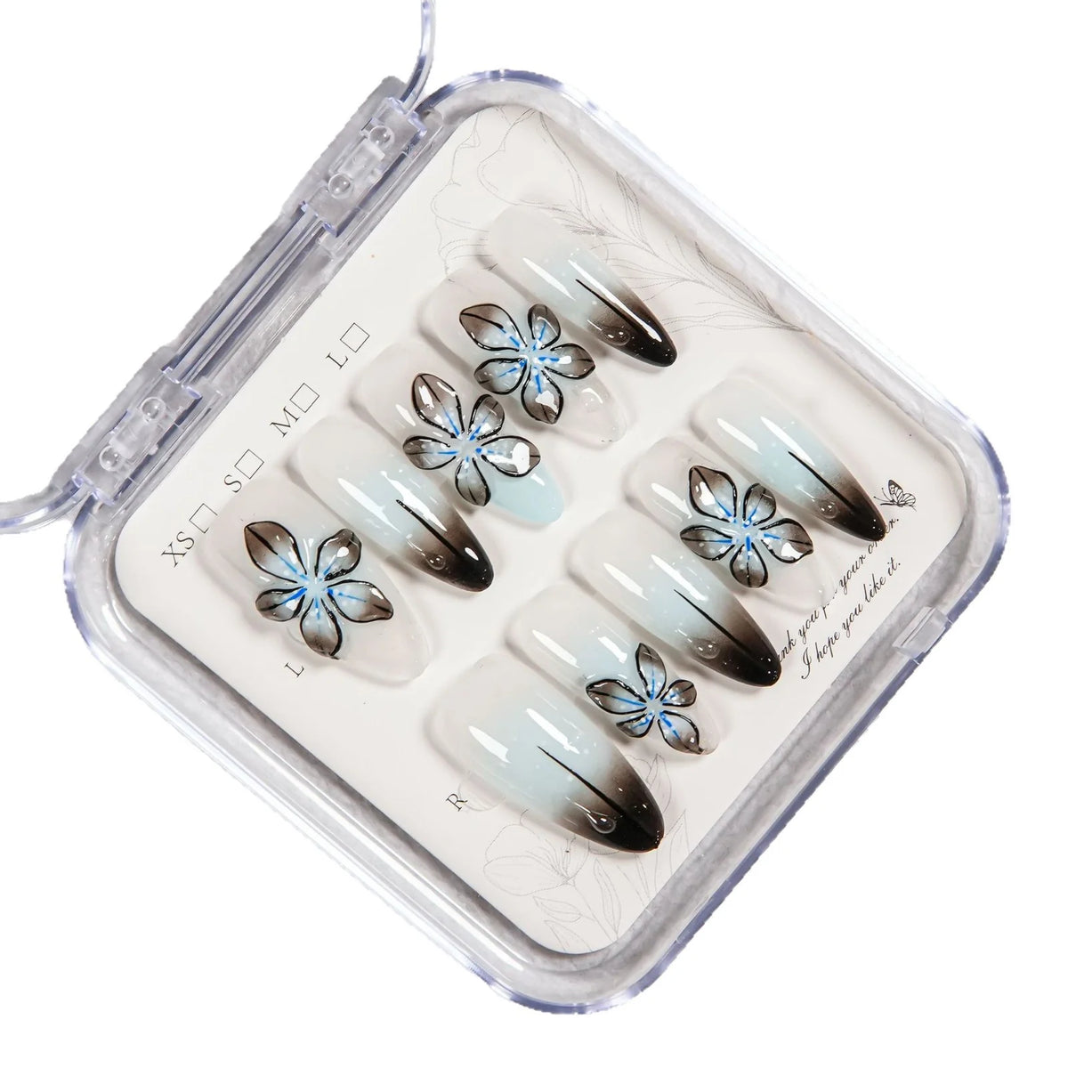 Press-On Nails Floral Design Reusable Long-Lasting Wear