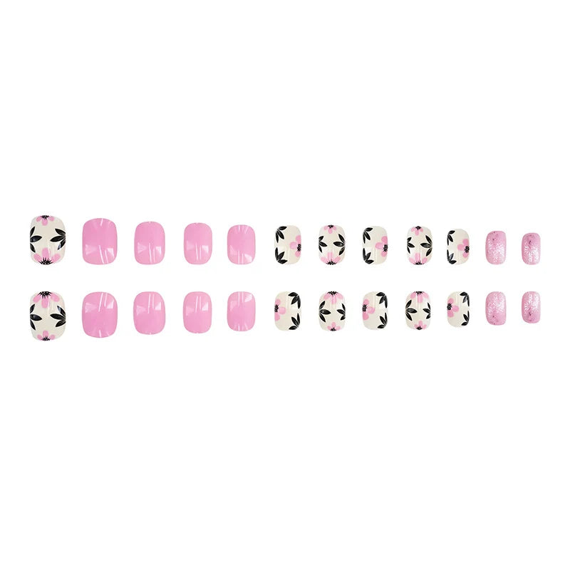 Press-On Nails Floral Design Reusable & Multiple Sizes