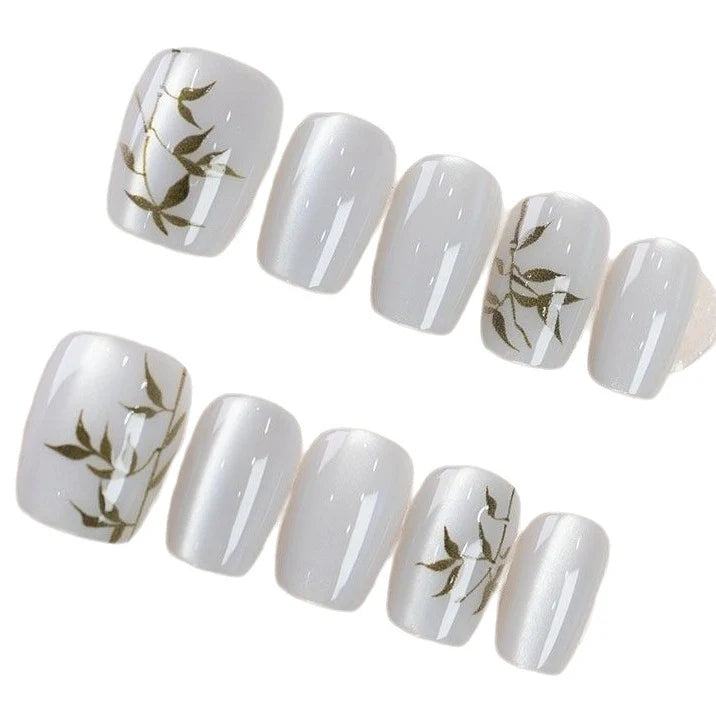 Press-On Nails Floral Design Reusable No Glue