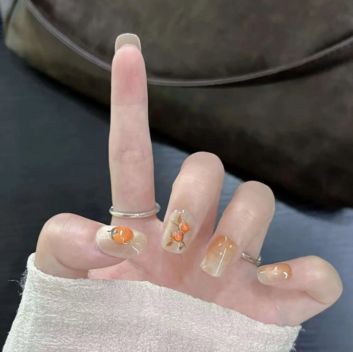 Press-On Nails Floral Design Reusable Non-Toxic