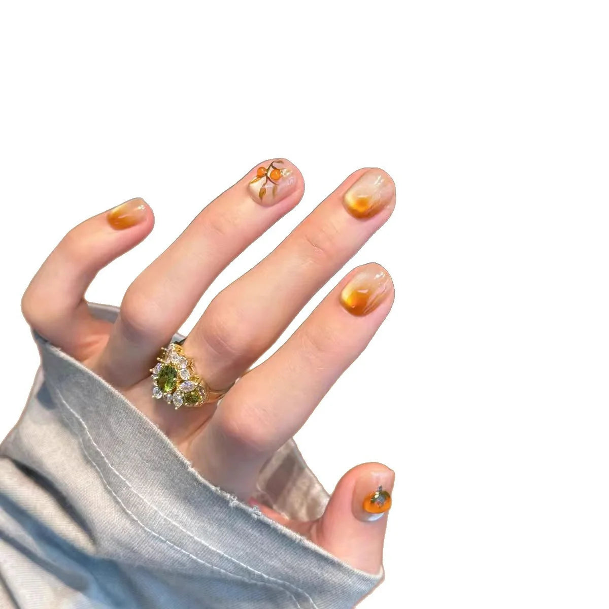 Press-On Nails Floral Design Reusable Non-Toxic