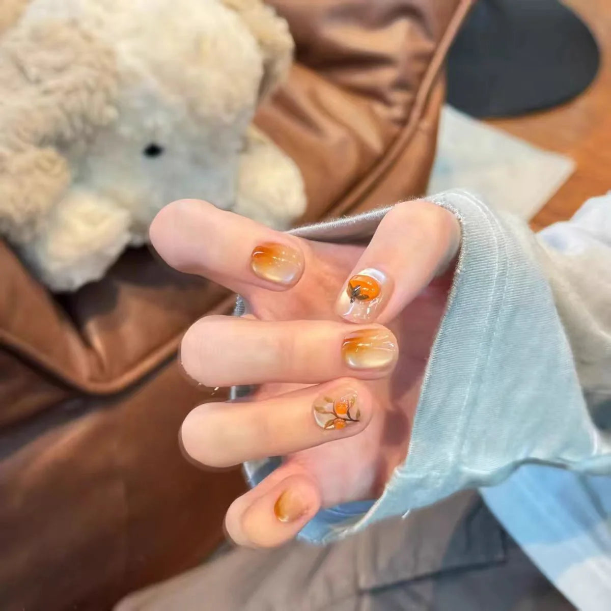 Press-On Nails Floral Design Reusable Non-Toxic