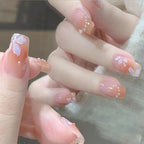 Press-On Nails Floral Design Reusable Peel-And-Stick