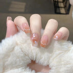 Press-On Nails Floral Design Reusable Peel-And-Stick