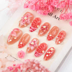 Press-On Nails Floral Design Reusable & Peel-And-Stick