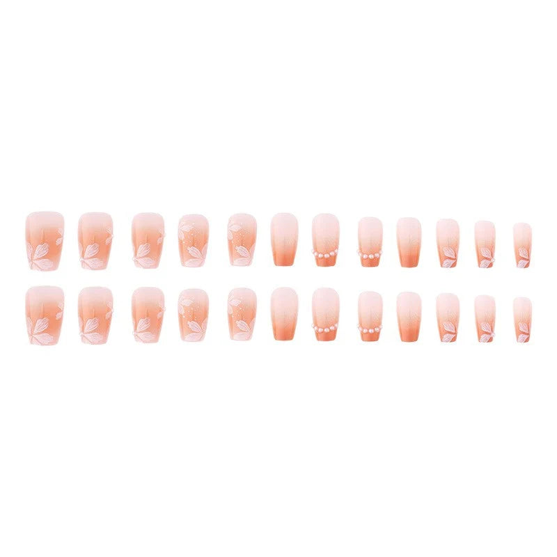 Press-On Nails Floral Design Reusable Peel-And-Stick