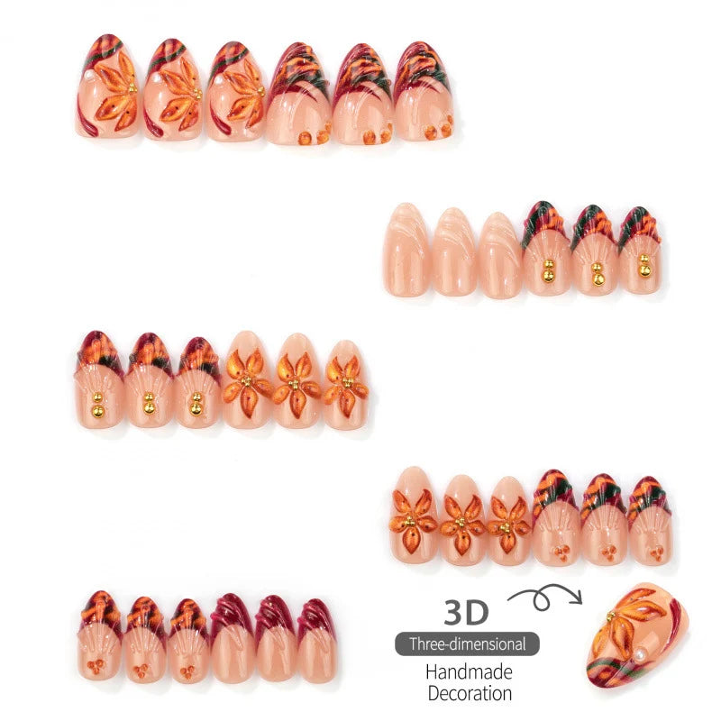 Press-On Nails Floral Design Salon-Quality Glossy