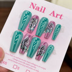 Press-On Nails Floral Design Salon-Quality Set of 24